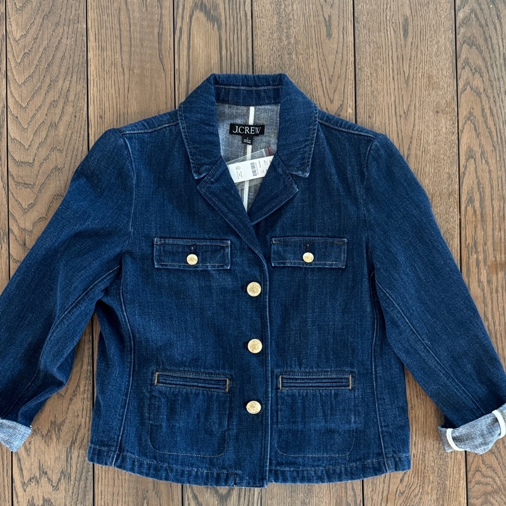 J. Crew Navy Jacket with Gold Accents